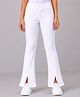 CrayonFlakes Knit Textured Flared Pants - White