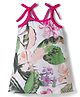 CrayonFlakes Cotton Knit Sleeveless Floral Printed Dress - White