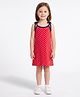 CrayonFlakes Cotton Knit Sleeveless Polka Dots Printed Dress - Red