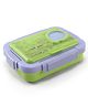 Nayasa 0 Nayasa Rainbow Insulated Inner Stainless Steel Lunchbox 3 Compartment & 1 Small Container BPA Free and Food Grade Plastic Tiffin Cafe Street Theme  750ml - Green Purple