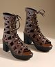 Shoetopia Cut Out Detailed Lace Up Heel Sandals - Brown