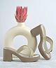 Shoetopia Braid Detailed Block Heel Sandals - Golden