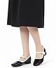 Shoetopia Colour Blocked Velcro Closure Mary Jane Ballerinas - Black