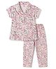 Smarty Girls Sinker Knit Half Sleeves Co-Ords Floral Printed Night Suit - White