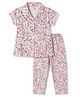 Smarty Girls Sinker Knit Half Sleeves Co-Ords Floral Printed Night Suit - Pink