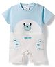 Mom's pet Cotton Knit Half Sleeves Bear Face Embroidered Romper - Sky Blue