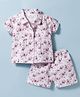 Mom's pet Cotton Woven Half Puffed Sleeves Floral Printed Coordinating Shirt & Shorts Set - Maroon
