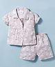 Mom's pet Cotton Woven Half Puffed Sleeves Bunnies Printed Coordinating Shirt & Shorts Set - Cream