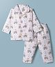 Mom's pet Cotton Knit Full Sleeves Tractor Printed Coordinating Shirt & Pants Night Suit - White & Green