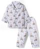 Mom's pet Cotton Knit Full Sleeves Tractor Printed Coordinating Shirt & Pants Night Suit - Blue