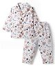 Mom's pet Cotton Knit Full Sleeves Teddy Bear Printed Coordinating Shirt & Pants Night Suit - Grey