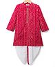 Babyhug Cambric Woven Full Sleeves Bandhani Dhoti Kurta Set With Lace Detailing - Red