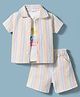 Mom's pet Cotton Knit Half Sleeves Striped Coordinating Shirt & Shorts Set With Little Princess Text Printed Tee - Blue