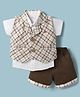 Mom's pet Cotton Woven Half Sleeves Shirt & Shorts Set With Checked  Jacket - Brown
