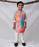 LITTLE COLLARS Woven Full Sleeves Floral Printed Kurta & Pyjama Set - Peach