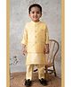 LITTLE COLLARS Blended Woven Full Sleeves Solid Kurta & Pyjama Set With Sequins Embellished Jacket - Yellow