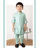 LITTLE COLLARS Blended Woven Full Sleeves Solid Kurta & Pyjama Set With Sequins Embellished Jacket - Green