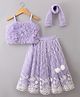 Babyhug Net Woven Sleeveless Choli Lehenga Set with Floral Embroidery & Dupatta - Lavender