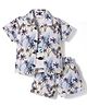 Mom's pet Cotton Knit Half Sleeves Beach Theme Printed Coordinating Shirt & Shorts Set With Printed Tee - Blue