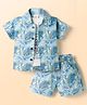 Mom's pet Cotton Knit Half Sleeves Tropical Theme Printed Coordinating Shirt & Shorts Set With Printed Tee - Blue