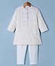 Babyhug Georgette Woven Full Sleeves Embroidered Kurta Pyjama Set With Sequin Detailing - White