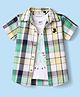 Ruff Cotton Woven Half Sleeves Checks Shirt with Beach Theme Printed Tee - Green