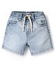 Ruff Denim Knee Length Washed Bermuda - Light Blue