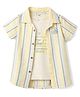 Ruff Blended Woven Striped Shirt & T-Shirt With Text Print - Lemon Yellow