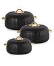 Cello Aurum Luxury Insulated Casseroles Set of 3, Black (2x1000ml, 1x1500ml) | Double Walled Thermoware Casserole with Lid | Easy Grip Handle |PU Insulated Serving Bowl Casserole For Roti,Rice,Biryani