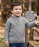 Babyhug Knit Full Sleeves Pullover Sweater With Checked Design - Grey