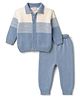 Babyhug Knitted Full Sleeves Striped Sweater Set - Light Blue