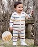Babyhug Knitted Full Sleeves Striped Co-Ord Sweater Set - White