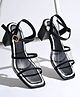 NZS Transparent Strap Detailed Buckle Closure Heel Sandals - Black
