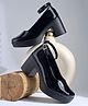 NZS Solid Block Heel Buckle Closure Mary Jane Ballerinas - Black
