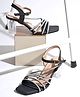 HVNLY by shoetopia Strap Detailed Rhinestones Embellished Buckle Closure Block Heel Sandals - Black