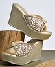 HVNLY by shoetopia Pearl Embellished Slip On Sandals - Golden