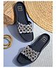 HVNLY by shoetopia Stone Embellished Sandals - Black
