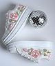 HVNLY by shoetopia Beads Embellished Floral Embroidered Lace Up Shoes - White