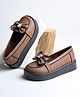 HVNLY by shoetopia Stone Embellished Bunny & Bow Applique Detailed Slip On Shoes - Brown