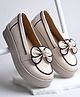 HVNLY by shoetopia Stone Embellished Bunny & Bow Applique Detailed Slip On Shoes - Cream