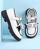 Babyoye Slip On Party Wear Shoes With Bow Applique - White