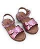Babyoye Velcro Closure Sandal With Heart Applique & Glitter - Pink
