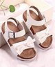 Babyoye Velcro Closure Sandals with Bow Applique - White