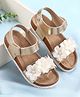 Babyoye Velcro Closure Sandals with Floral Applique - Golden