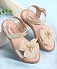 Babyoye Velcro Closure Sandal With Bow Applique - Golden