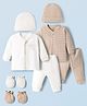 I Bears Knitted Full Sleeves Co-Ord T-Shirts & Pyjamas Printed Night Suits With Caps & Booties Pack of 2 - Brown & White