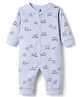 I Bears Interlock Knit Full Sleeves Romper With JCB Print - Sky Blue