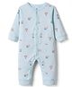 I Bears Interlock Knit Full Sleeves Romper With Hot Air Balloon Print - Sky Blue