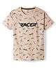 Smarty Boys Cotton Knit T-Shirt Half Sleeves Graphic Print Tan 2-3 Years