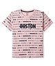Smarty Boys Sinker Knit Half Sleeves T-Shirt With Text Print - Pink
